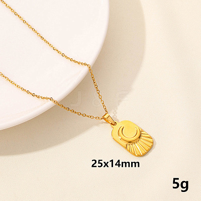 Vintage 304 Stainless Steel Rectangle Moon Pendant Necklaces ZQ4868-6-1