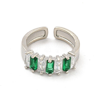 Brass Micro Pave Cubic Zirconia Open Cuff Rings RJEW-G309-46P-1