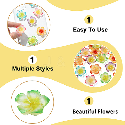 30Pcs 6 Colors Resin Cabochons RESI-YW0005-98-1