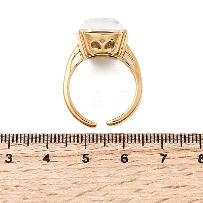 304 Stainless Steel Pave Single Cubic Zirconia Cuff Open Rings for Women RJEW-A294-02G-1