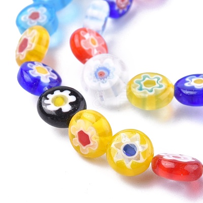 Flat Round Handmade Millefiori Glass Beads X-LK-R004-54-1