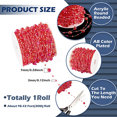 Acrylic Round Beaded Link Chains DIY-MB0007-001B-1