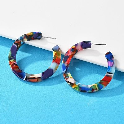 Cellulose Acetate(Resin) Half Hoop Earrings X-KY-S163-374-1
