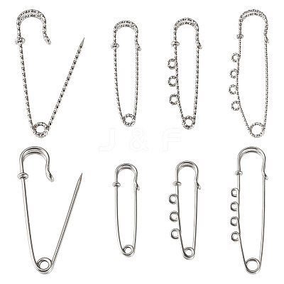 6 Styles 304 Stainless Steel Safety Pins Brooch Findings STAS-TA0006-12P-1