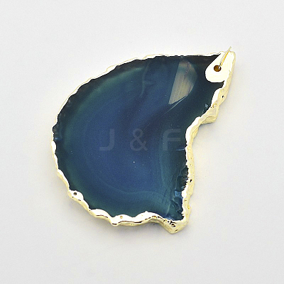 Nuggets Electroplate Natural Agate Pendants G-F175-10-1
