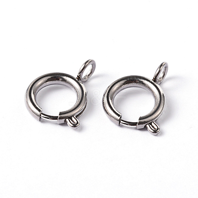 Tarnish Resistant 304 Stainless Steel Smooth Surface Spring Ring Clasps X-STAS-D149-04-1