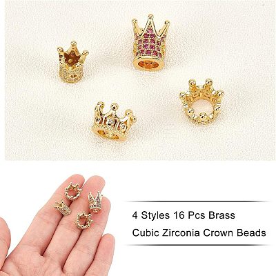 16Pcs 4 Style Brass Cubic Zirconia Beads KK-NB0001-53-1