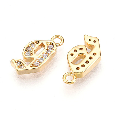 Brass Micro Pave Cubic Zirconia Charms KK-N261-104J-G-1