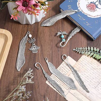 12Pcs 2 Style Tibetan Style Alloy Bookmarks Findings with Hole FIND-SC0006-55-1