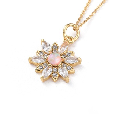 Brass Micro Pave Cubic Zirconia Pendant Necklaces NJEW-JN02523-M-1