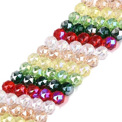 Electroplate Transparent Glass Beads Strands EGLA-Q135-8MM-C08-1