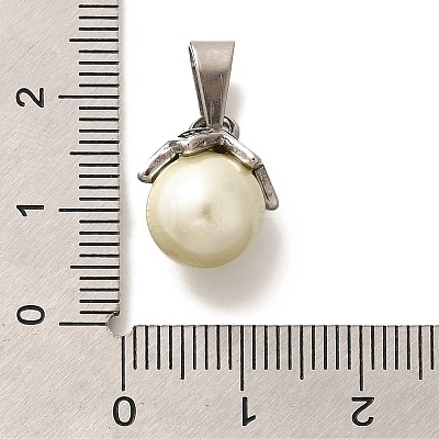 304 Stainless Steel Plastic Pearl Pendants STAS-U035-20AS-1