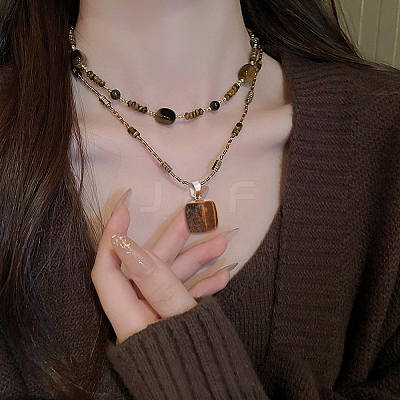 20Pcs Natural Tiger Eye Pendants G-BBC0001-50C-1