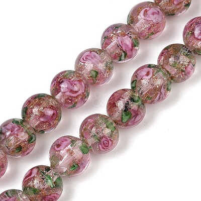 Handmade Glod Sand Lampwork Beads Strands LAMP-B028-03A-10mm-1