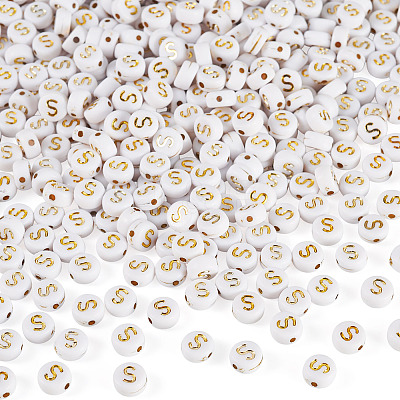 500Pcs Plating Acrylic Beads PACR-TADJ0001-01S-1