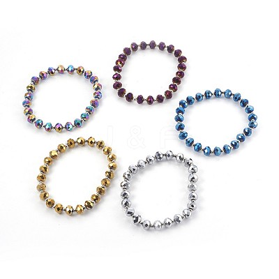 Electroplate Glass Stretch Bracelets BJEW-JB04017-1