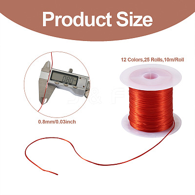 25 Rolls 12 Colors Flat Elastic Crystal String OCOR-PJ0001-010-1