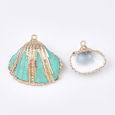 Spray Paint & Electroplate Sea Shell Pendants X-SSHEL-S262-09C-1