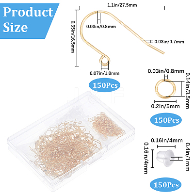 150Pcs 304 Stainless Steel Earring Hooks DIY-SP0001-02-1