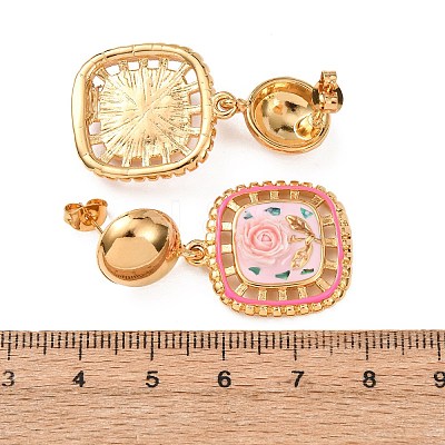 Valentine's Day 304 Stainless Steel Dangle Stud Earrings EJEW-T054-06G-1
