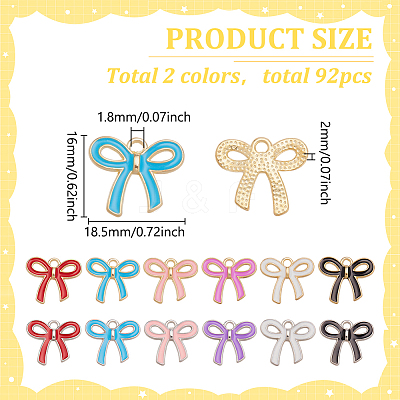 92Pcs 2 Colors Alloy Enamel Pendants ENAM-WR0001-17-1