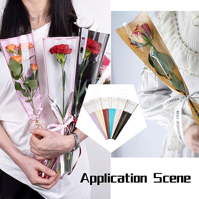120Pcs 6 Colors OPP Plastic Flower Bouquet Bags ABAG-MB0001-02-1