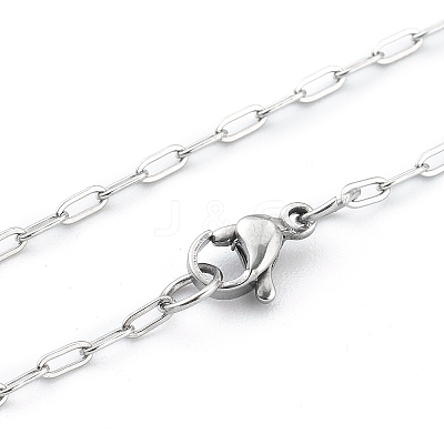 Non-Tarnish 304 Stainless Steel Paperclip Chain Necklace with Lobster Claw Clasps for Men Women NJEW-H205-03P-02-1