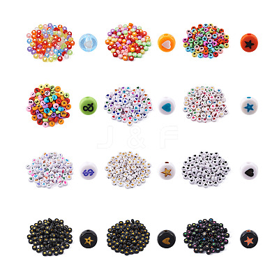 1200Pcs 12 Style Opaque Acrylic Beads MACR-PJ0001-04-1