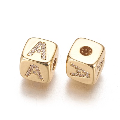 Brass Micro Pave Cubic Zirconia Beads KK-K238-16G-A-1