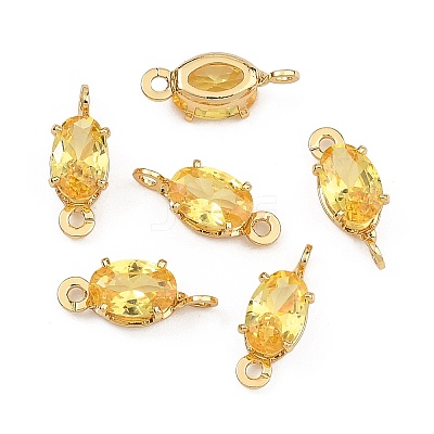 SHEGRACE Brass Pave Cubic Zirconia Oval Connector Charms XGRQ2O646-437C-G-1