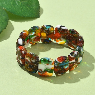 Lampwork Beads Stretch Bracelets for Men Women LAMP-P070-01-1