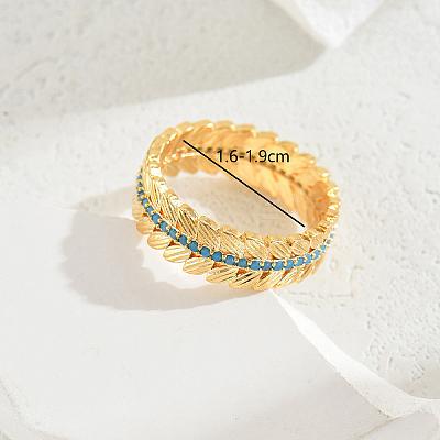 Exquisite Fashion Ears of Wheat Brass Micro Pave Cubic Zirconia Ring for Women Party Gift OI8891-3-1