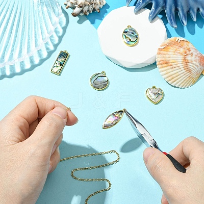 5Pcs 5 Styles Natural Paua Shell Pendants KK-CJ0003-10-1