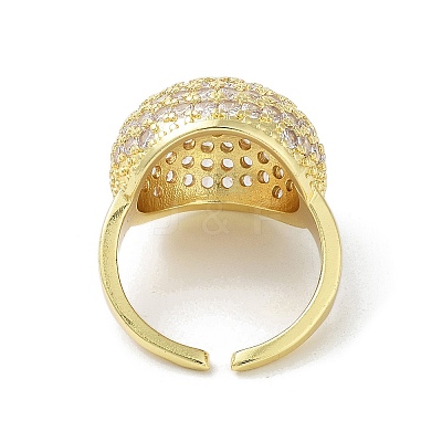 Brass with Cubic Zirconia Open Cuff Rings for Women RJEW-A035-15G-1