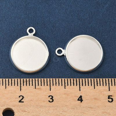 Flat Round Brass Pendant Cabochon Settings X-KK-K414-14E-S-1