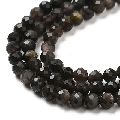 Natural Silver Sheen Obsidian Beads Strands LS-G-E608-A02-C-1