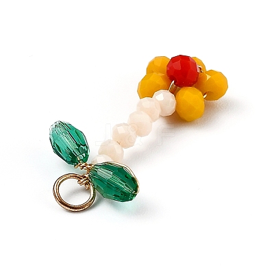 Handmade Glass Beaded Woven Pendants GLAA-I046-05-1