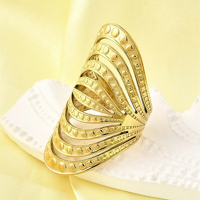 304 Stainless Steel Adjustable Cuff Rings for Women RJEW-B123-01G-03-1