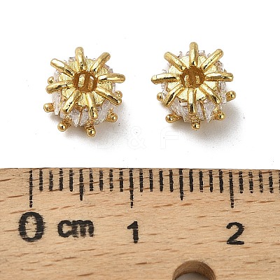 Brass Micro Pave Cubic Zirconia European Beads KK-B142-13A-01G-1