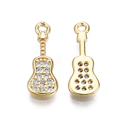 Brass Micro Pave Clear Cubic Zirconia Pendants KK-T056-56G-NF-1