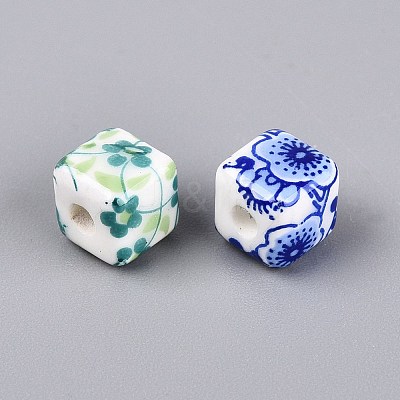 Printed Handmade Porcelain Beads PORC-Q007-10-1