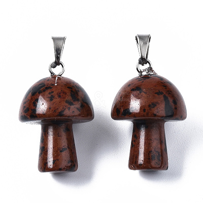 Natural Mahogany Obsidian Pendants G-N0325-10B-1