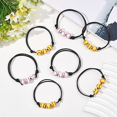 20Pcs 2 Colors Sport Theme Acrylic Beaded Bracelets for Men Women BJEW-SP0001-22-1
