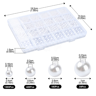 4 Styles ABS Plastic Imitation Pearl Beads KY-YW0001-72C-1