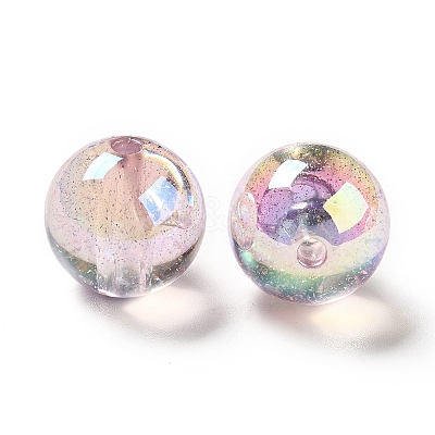 UV Plating Transparent Rainbow Iridescent Acrylic Beads OACR-D010-01D-1