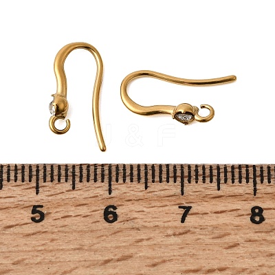 304 Stainless Steel Rhinestone Earring Hooks STAS-B128-44G-1
