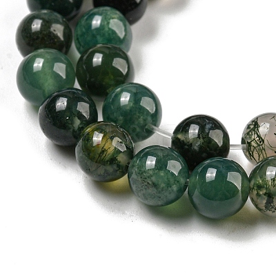 Natural Moss Agate Round Beads Strands G-S151-6mm-1