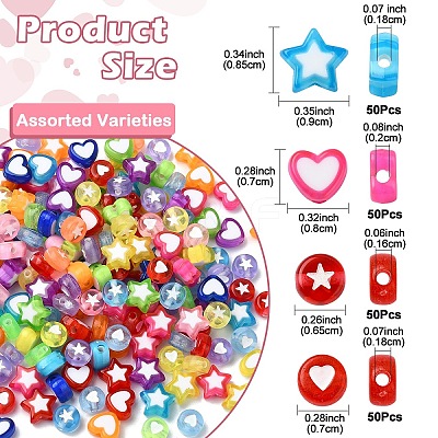 200Pcs 4 Styles Transparent Acrylic Beads OACR-YW0001-97-1