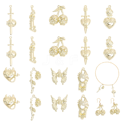 18Pcs 9 Style Rack Plating Alloy Pendants FIND-CA0007-41-1
