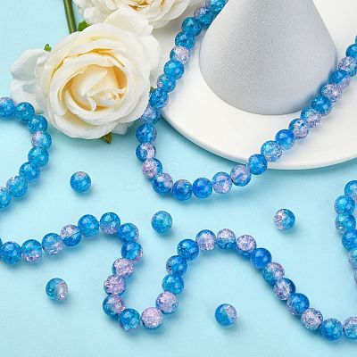 1Strand Two Tone Transparent Crackle Glass Round Beads Strands X-CCG-Q001-10mm-19-1